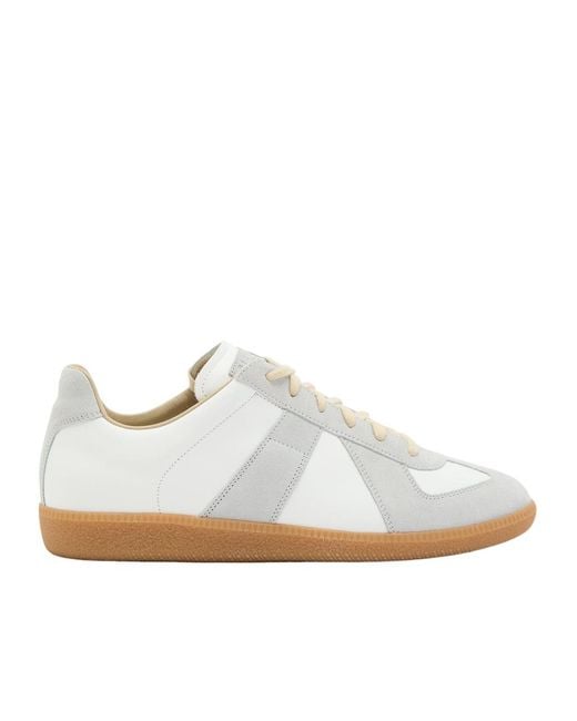 Maison Margiela White Replica Panelled Leather Sneakers for men