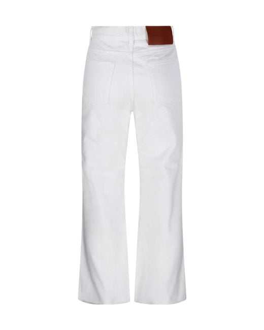 Victoria Beckham White Logo-Patch Bootcut Jeans