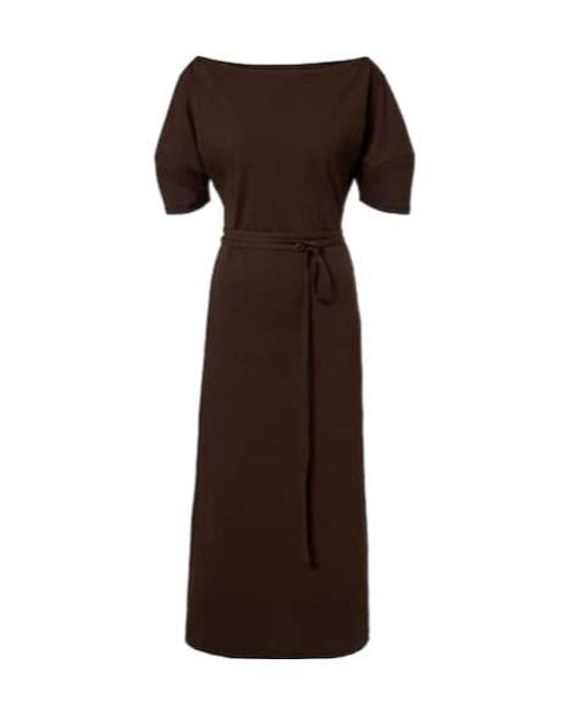 Lemaire Brown Cotton And Linen Jersey Midi Dress
