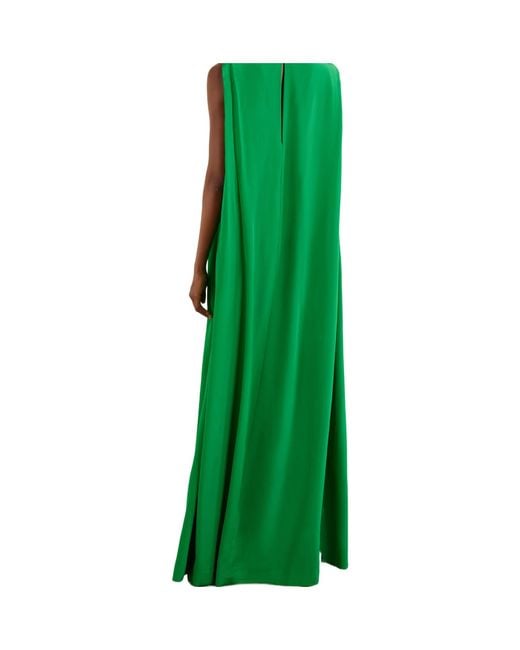Staud Green Sleeveless Satin Column Gown