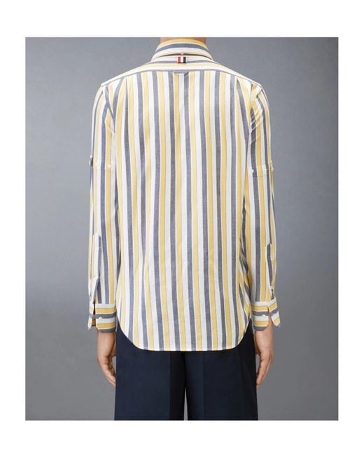 Thom Browne White Striped Button-Down Shirt for men