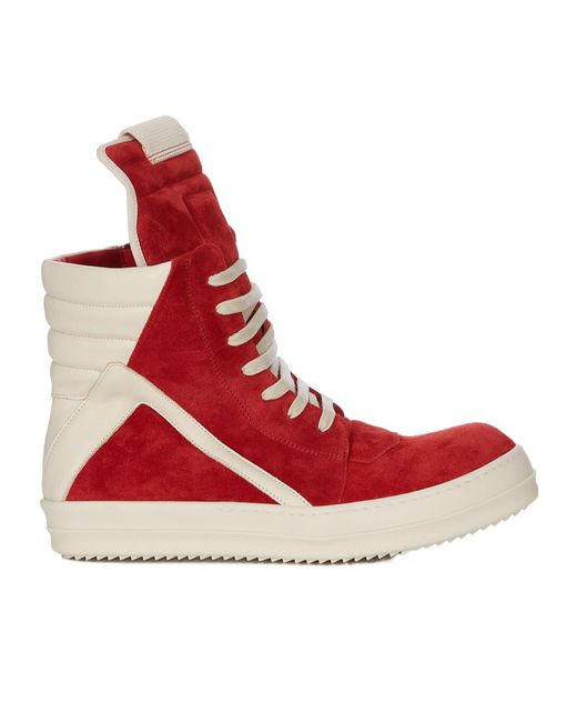 Rick Owens Red Geobasket Sneakers for men
