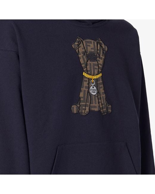 Fendi Blue Dog Ito Ff Jacquard Hoodie for men
