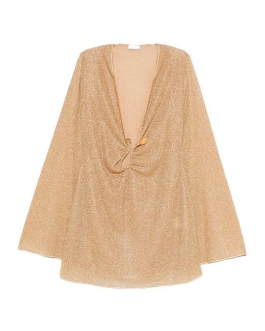 Oseree Natural Oséree Lurex Cut-Out Mini Dress