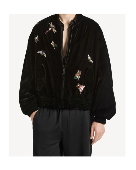 Balmain Black Embellished Bomber Jacket for men