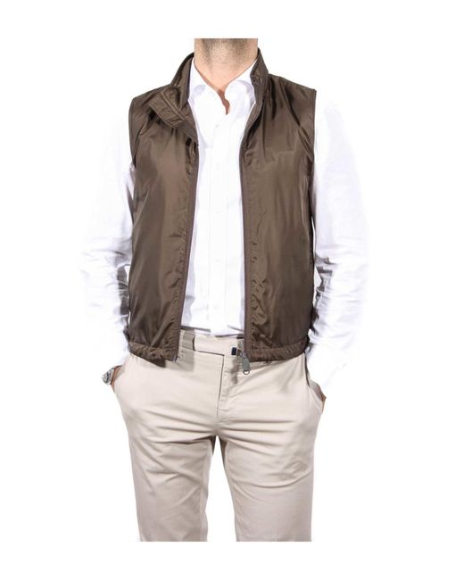 Aspesi Green Zip-Up Straight Hem Padded Gilet for men