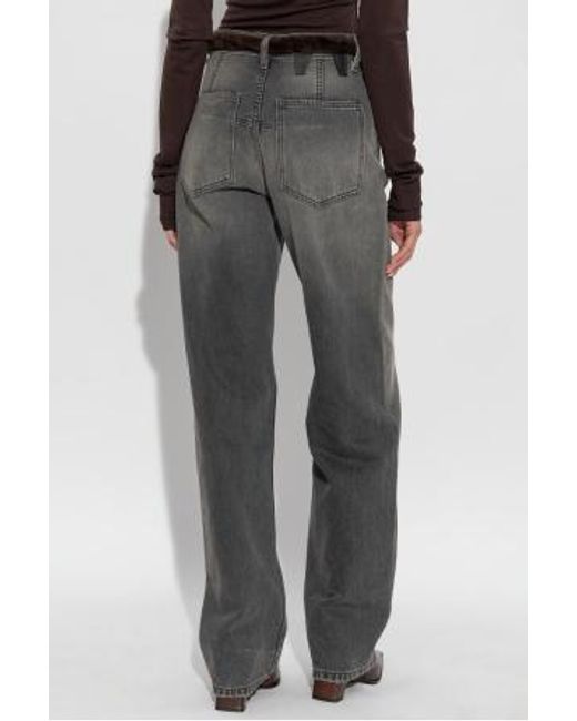 DARKPARK Gray Lu Wide-Leg Belted Jeans