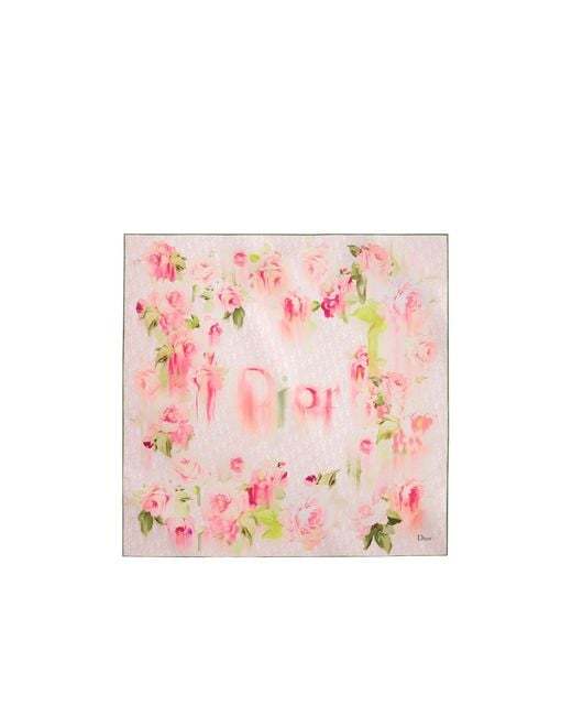 Dior Pink Painted Roses90 Square Scarf