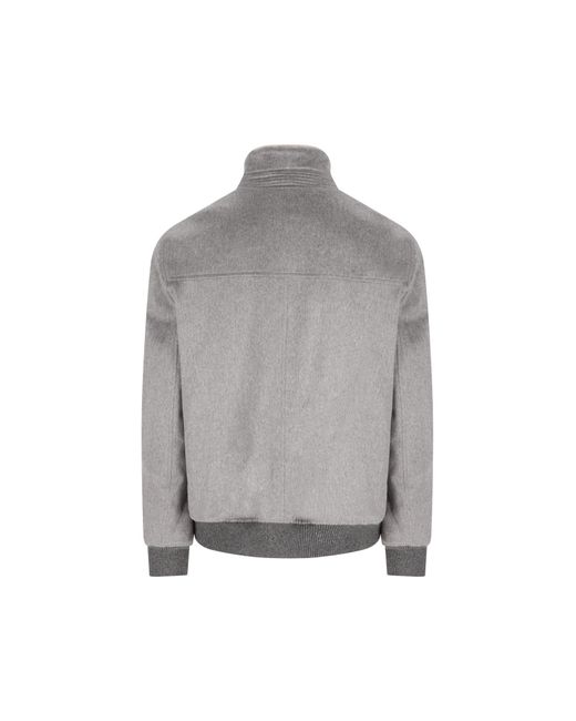 Brunello Cucinelli Gray Funnel-Neck Zip Jacket for men