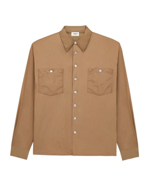 Saint Laurent Brown Button-Up Long-Sleeved Shirt for men