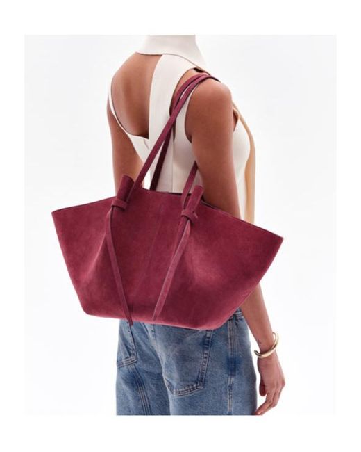Yuzefi Purple Large Mochi Knotted Suede Shoulder Bag