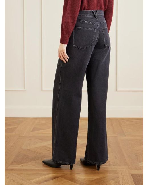 Veronica Beard Blue Kasey Mid-Rise Wide-Leg Jeans