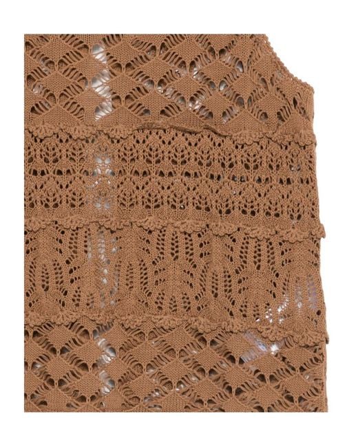 Semicouture Brown Openwork Top
