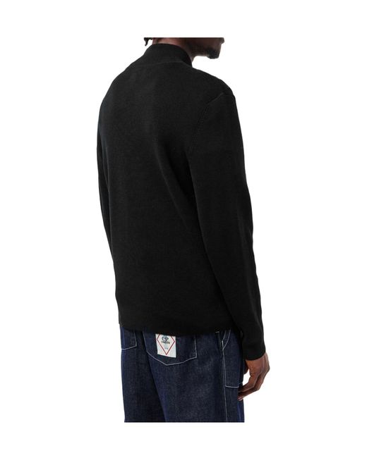 C P Company Black Mock-Neck Knit Jacket for men