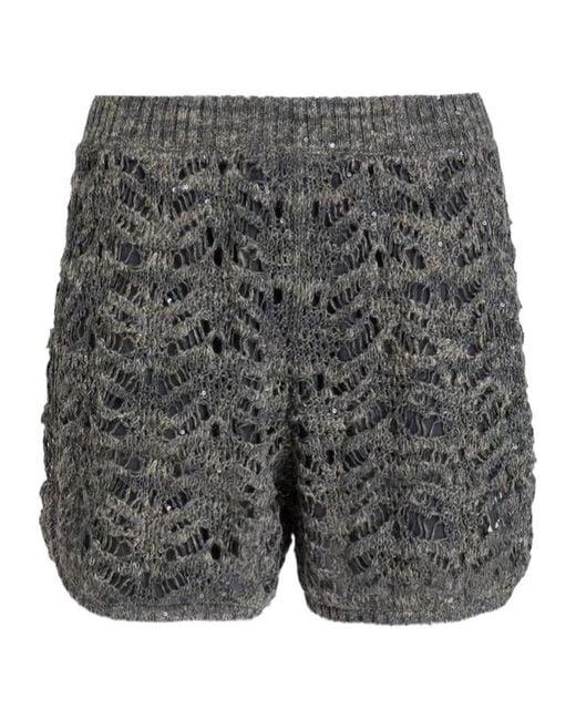 Brunello Cucinelli Gray Sequin Shorts