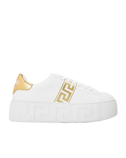 Versace White Solid Color Sneakers