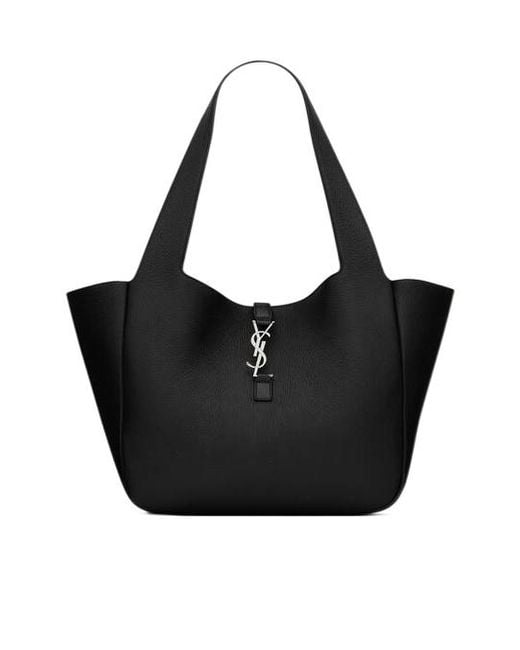Saint Laurent Black Le 5 À 7 Bea Logo Plaque Tote Bag