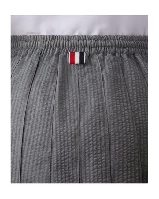 Thom Browne Gray Drawstring Pleated Mini Skirt