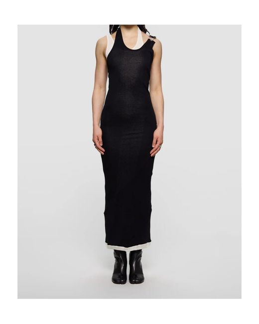 Jean Paul Gaultier Black Ribbed Double Layer Dress