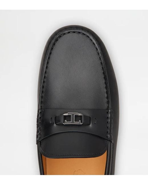 Tod's Black City Gommino T-Bar Loafers for men