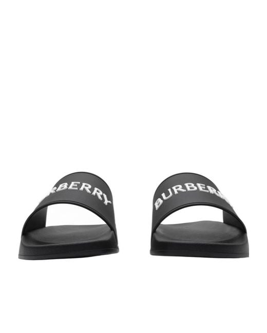Burberry Black Furley Logo Slides for men