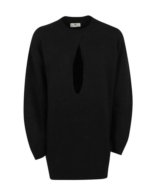 Elisabetta Franchi Black Long-Sleeved Dress