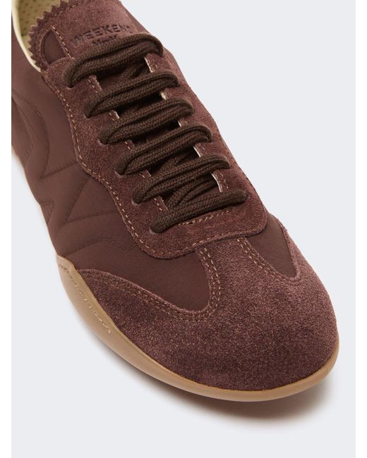 Weekend by Maxmara Brown Technical Fabric And Split-Leather Flat Trainers