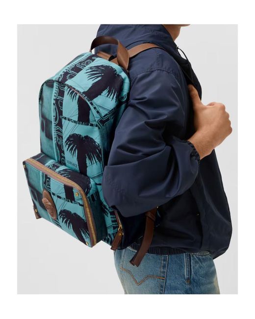 Versace Blue Lou Palm Print Backpack for men