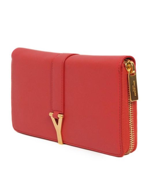 Saint Laurent Red Zip Wallet