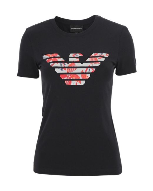 Emporio Armani Black Round Collar Logo T-Shirt