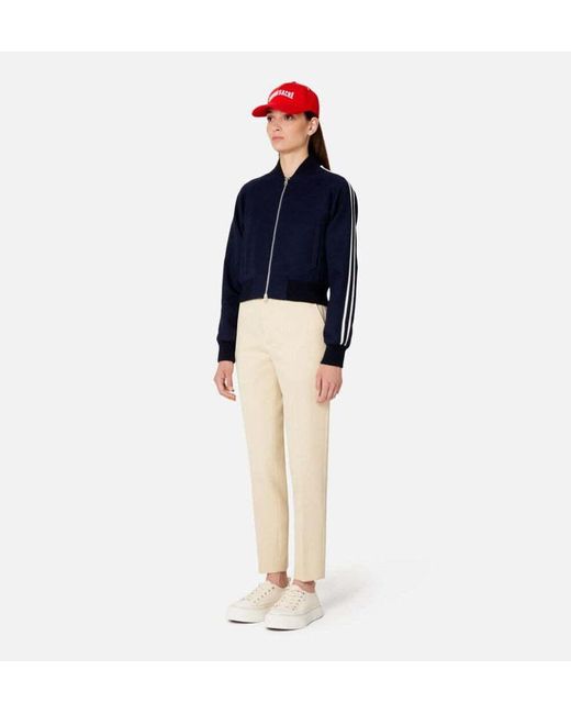 AMI Blue Stripe-Trim Track Jacket