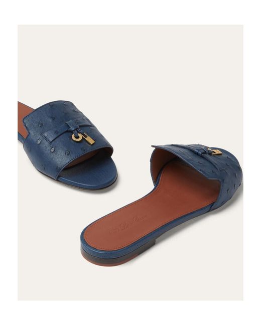 Loro Piana Blue Round Head Slippers