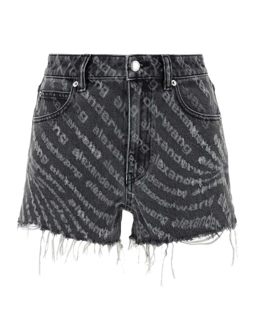 Alexander Wang Gray Bite High-Waist Denim Shorts