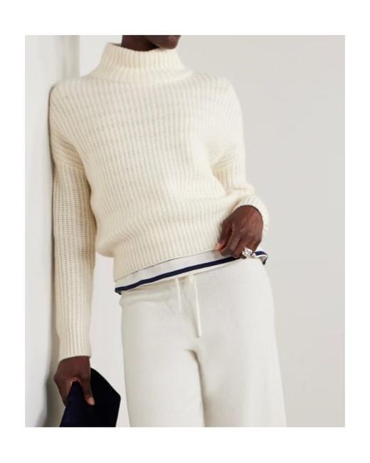 Lisa Yang White Turtleneck Long-Sleeves Sweater