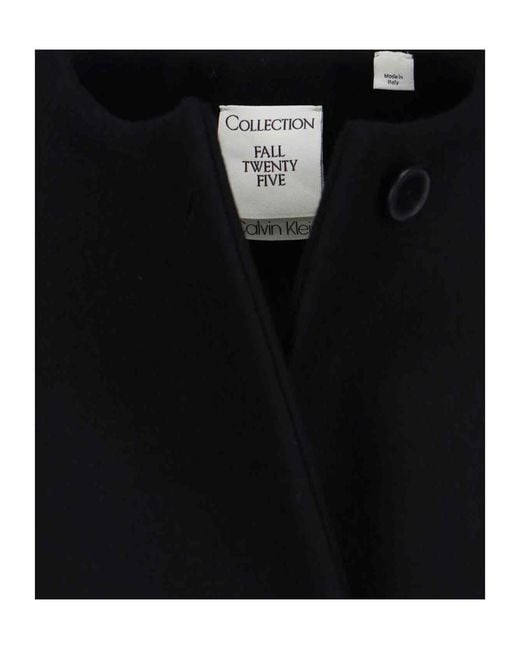 Calvin Klein Black Crewneck Long Coat