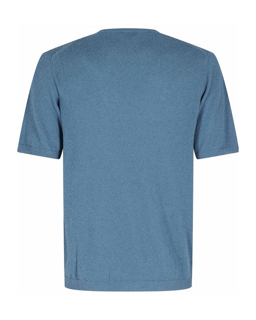 Roberto Collina Blue Sponge-Effect Cotton T-Shirt for men