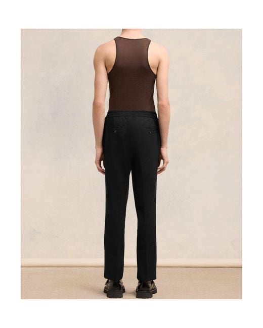 AMI Black Tailored Straight-Leg Pants for men