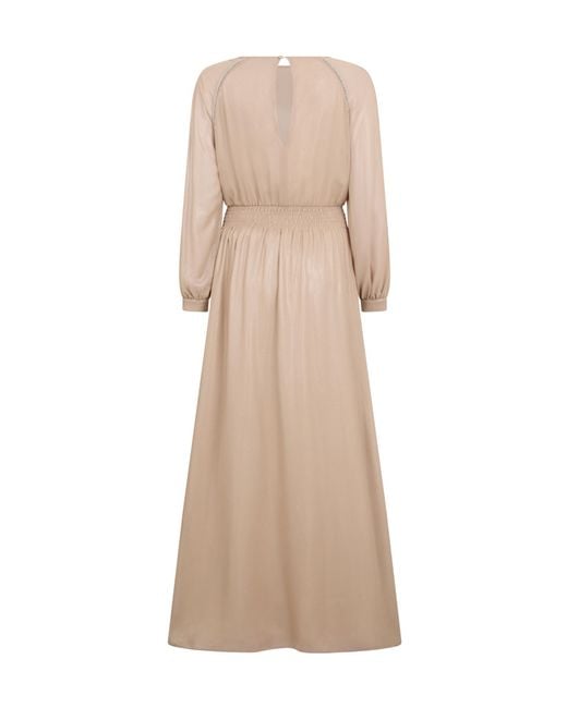 Peserico Natural Embellished Maxi Dress