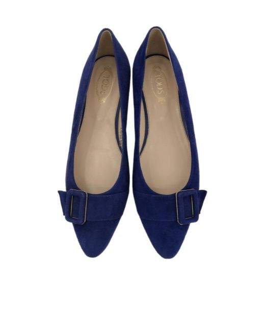Tod's Blue Logo Flat Shoes