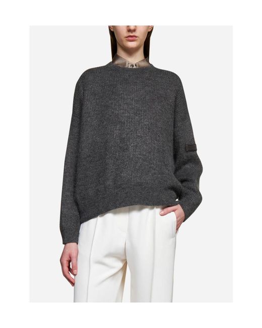 Brunello Cucinelli Gray Mohair-Blend Long-Sleeved Jumper