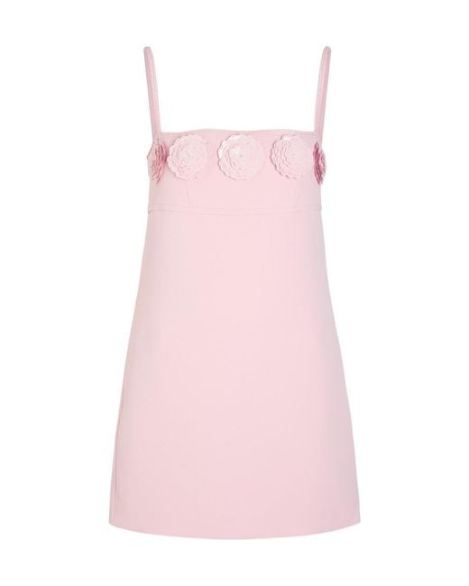 Self-Portrait Pink Floral-Embellished Crepe Mini Dress