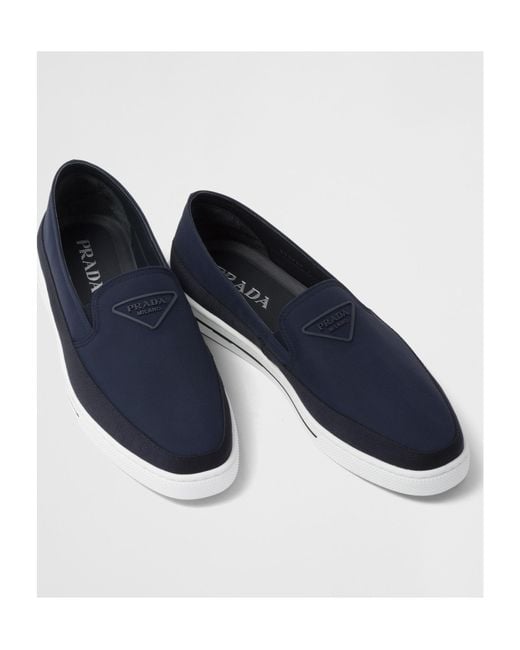 Prada Blue Re-Nylon Slip-On Sneakers for men