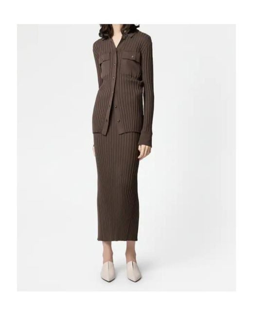 Tod's Brown Slit Midi Skirt