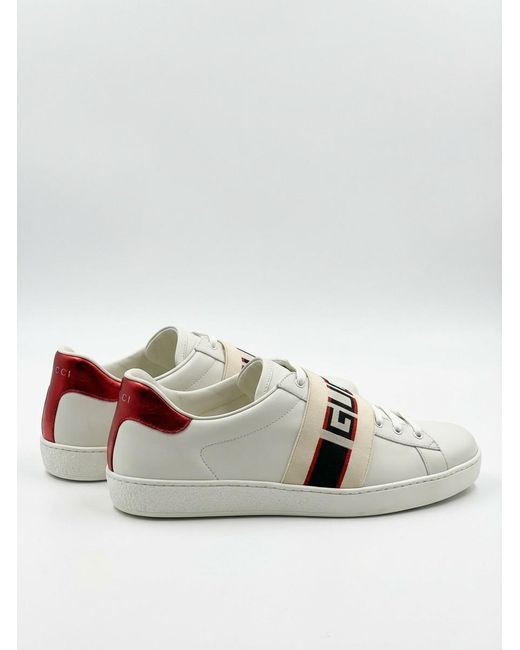 Gucci White Stripe Leather Sneaker for men