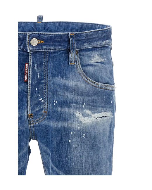 DSquared² Blue Distressed Skinny Jeans for men