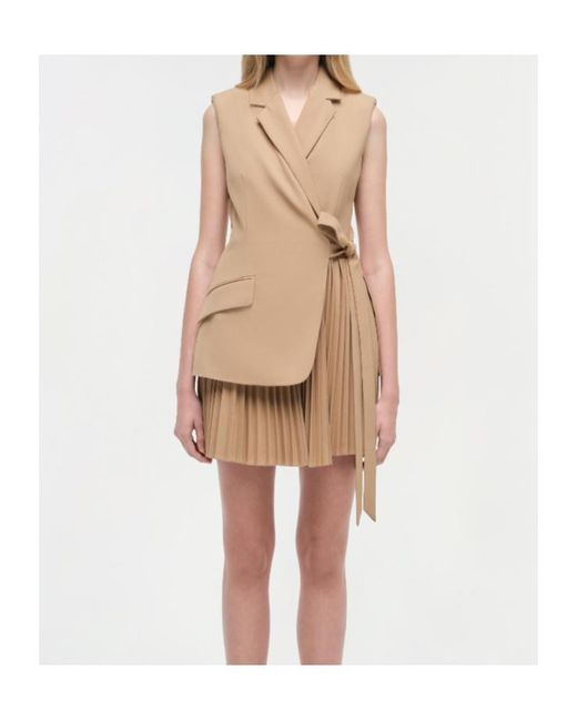 Jonathan Simkhai Natural Eman Pleated Wrap Dress