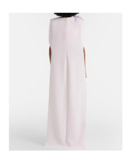Safiyaa Pink Lennox Floral-Appliqué Caped Crepe Gown