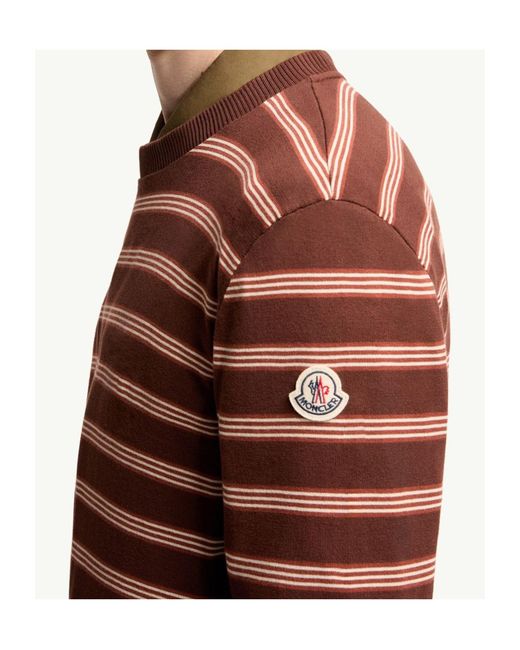 Moncler Red Striped Cotton Sweatshirt for men