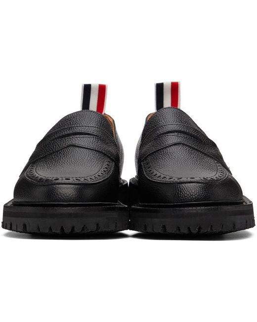 Thom Browne Black Grosgrain-Loop Round-Toe Loafers for men