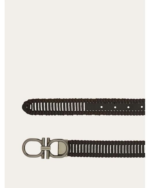 Ferragamo White Ferragamo Eyewear Woven Gancini Belt for men